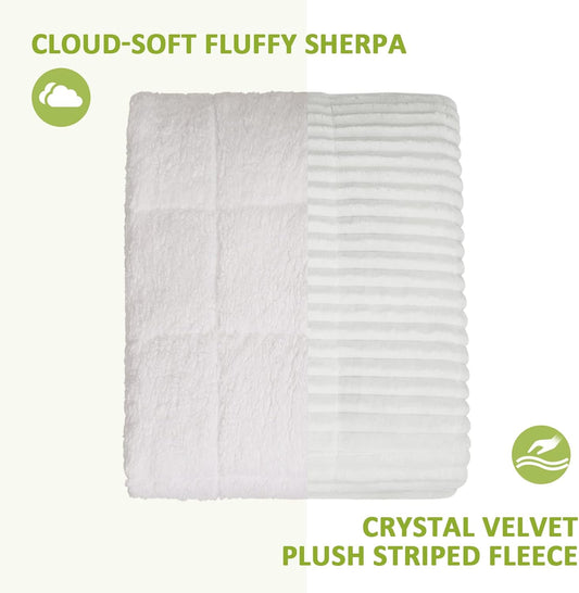 olvai Striped Ribbed Weighted Blanket, 60" x 80" Queen Size, 15 lbs - Cream White